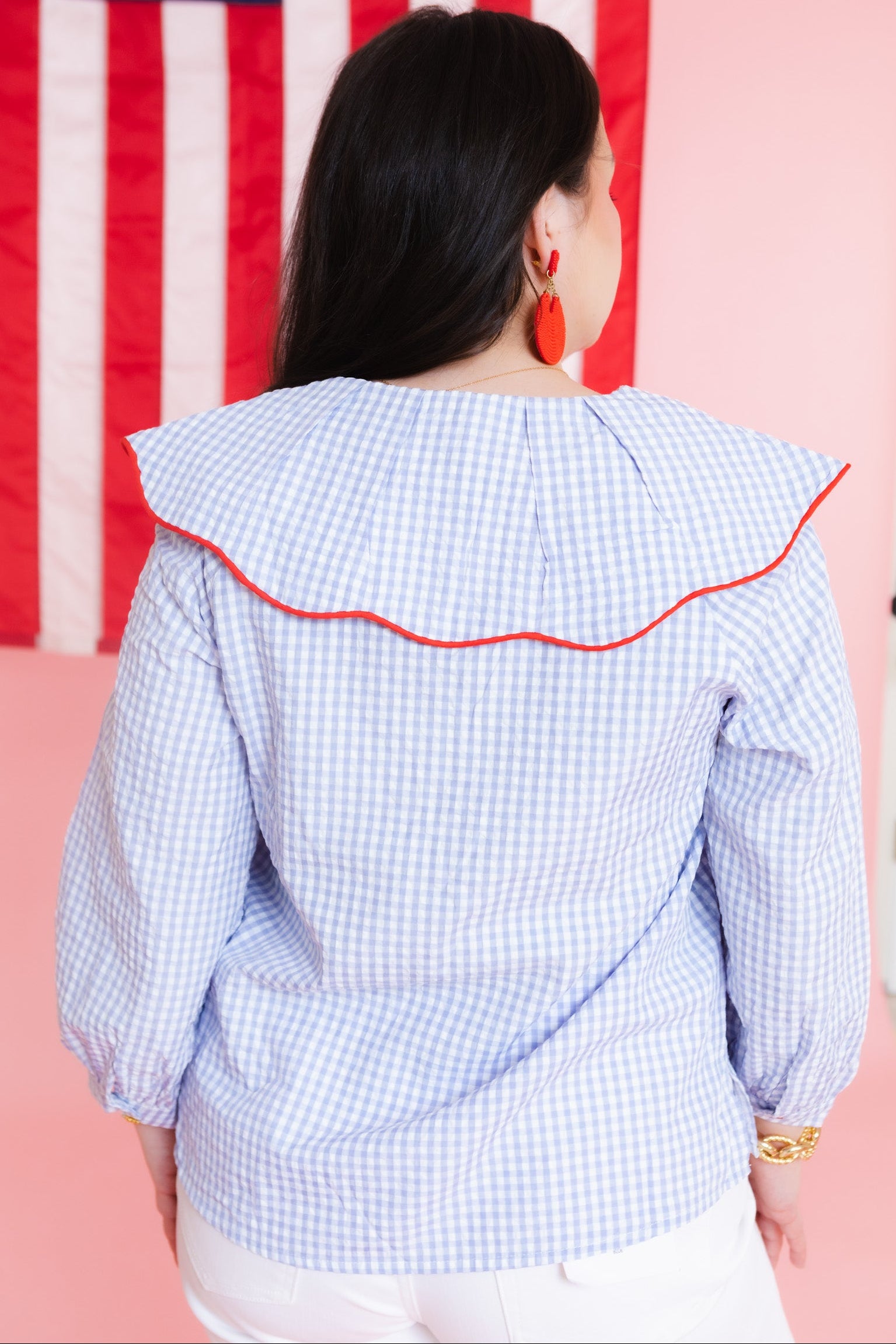 The Gingham Peasant Top