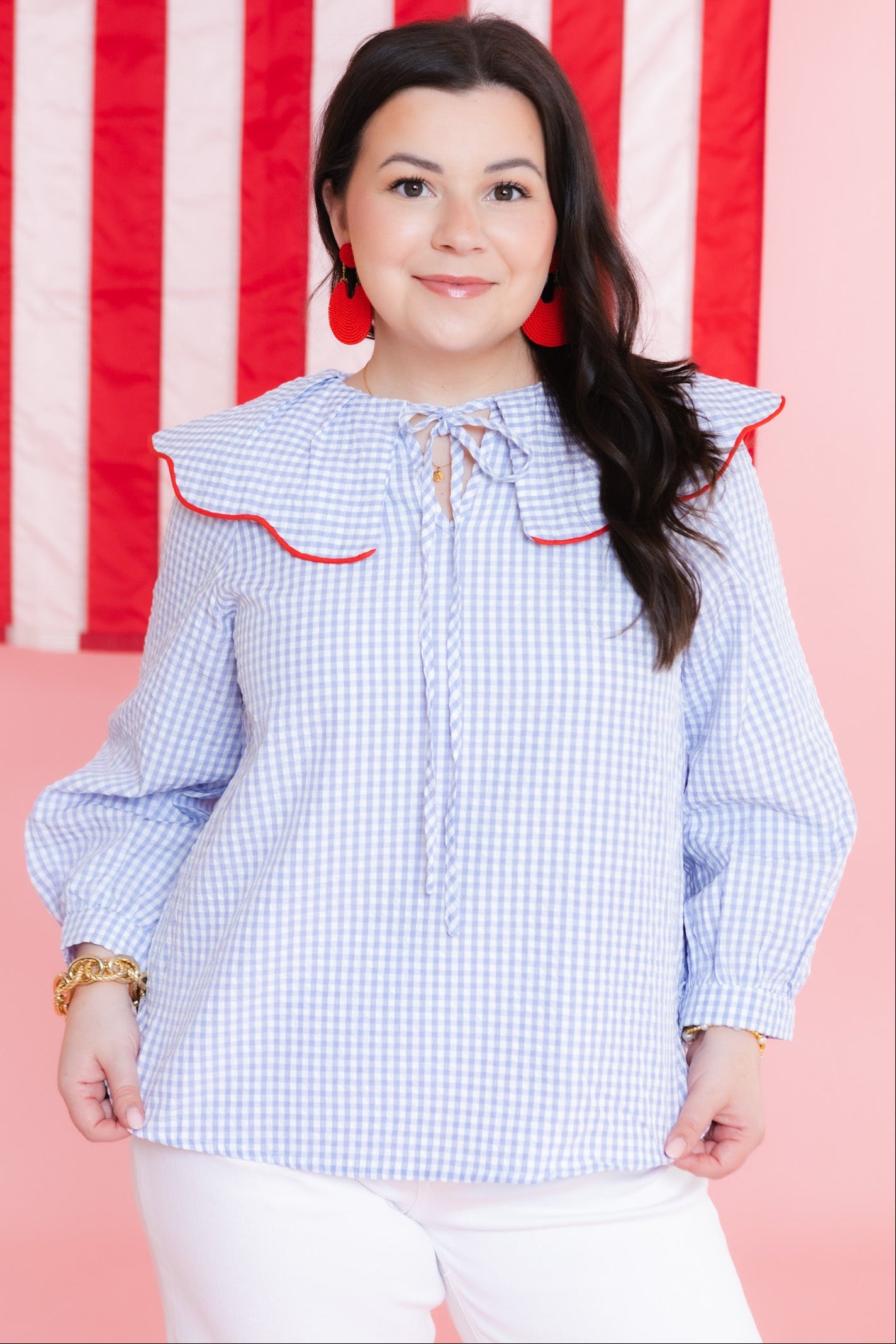 The Gingham Peasant Top