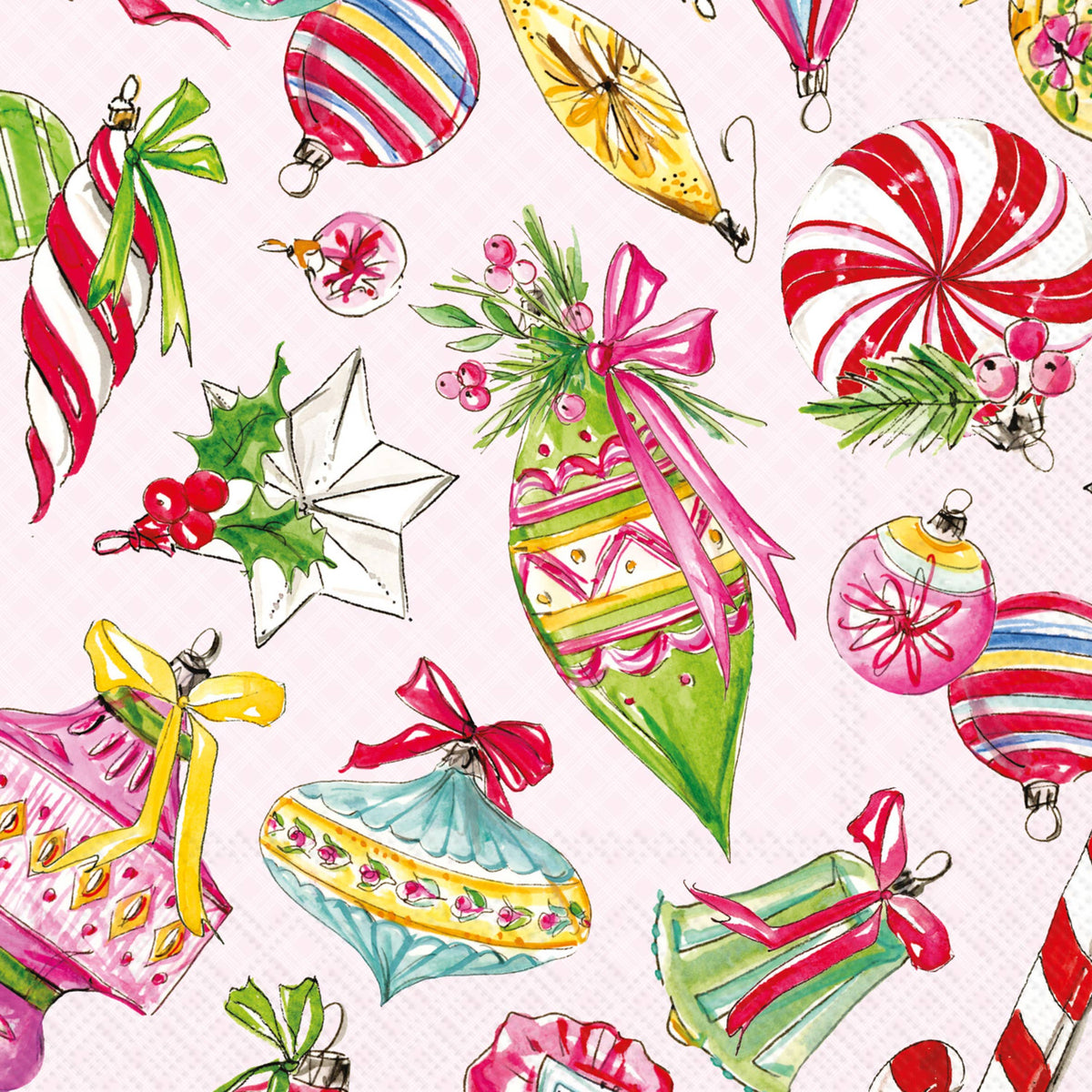 Boston International - Paper Cocktail Napkins 20ct Vintage Ornaments Christmas
