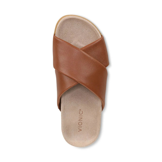 Vionic | Etna Slide Sandal in Tan Leather