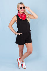 Sleeveless Scalloped Woven Set