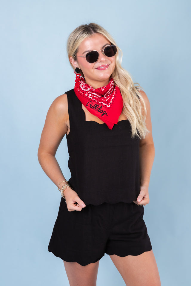 Sleeveless Scalloped Woven Set
