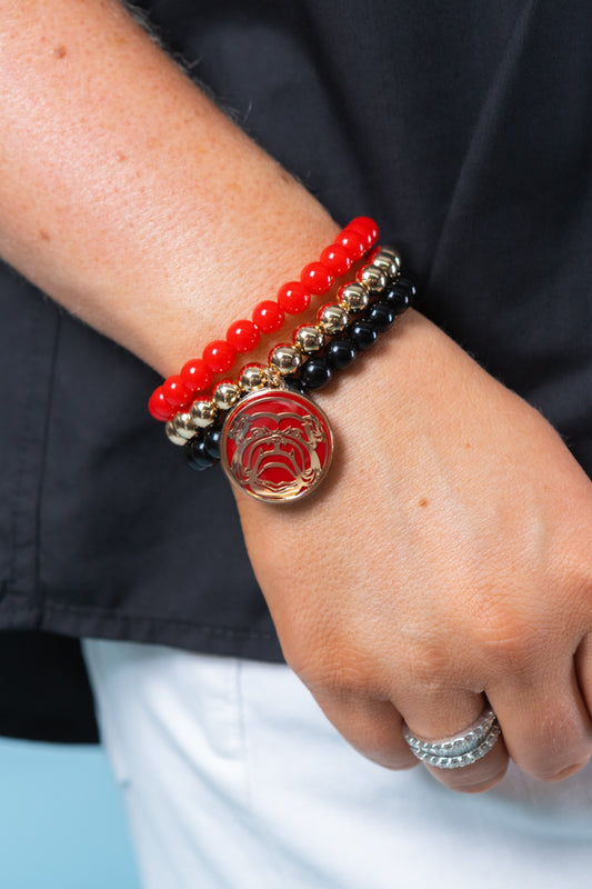 Game Day Bulldog Charm Bracelet Stack