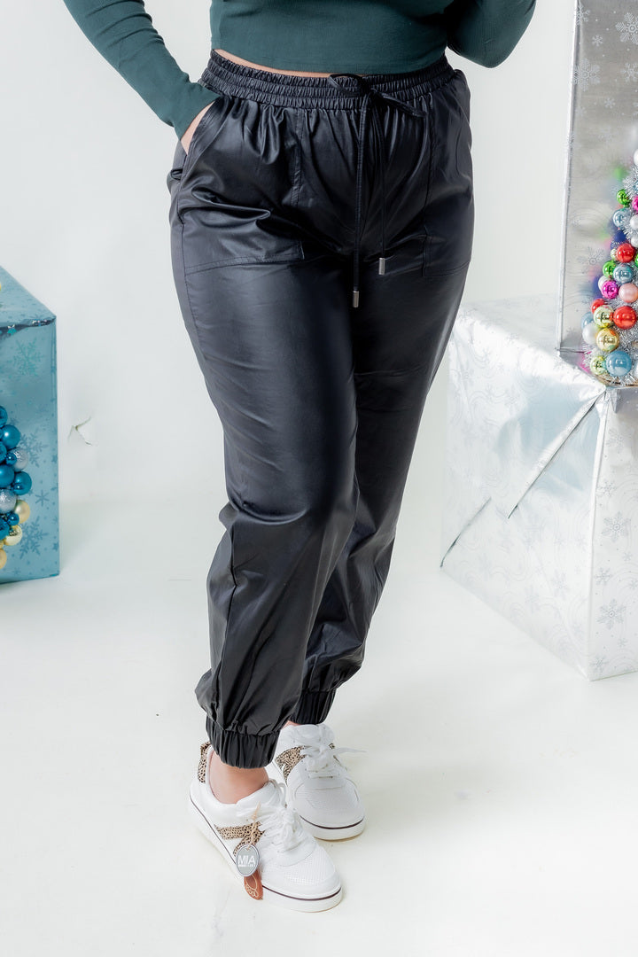 Let's Party Leather Jogger Pants (Final Sale)