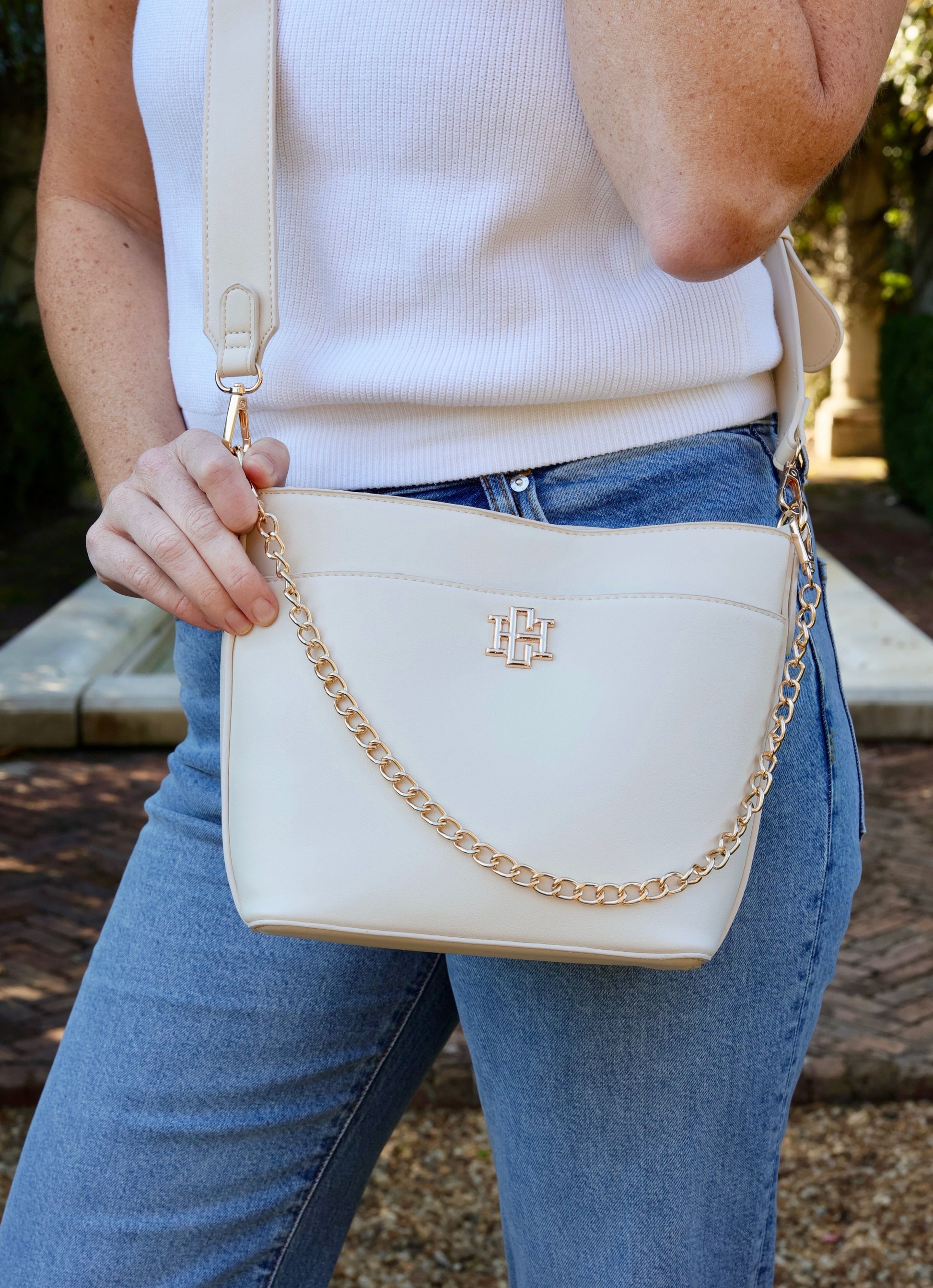 Caroline Hill | Brielle Bucket Bag - Cream