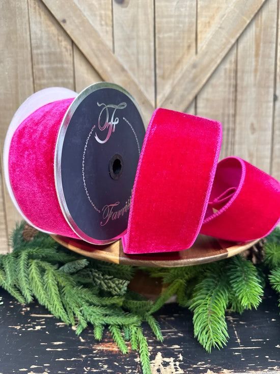 Farrisilk | Sherbert Velvet Ribbon - Hot Pink