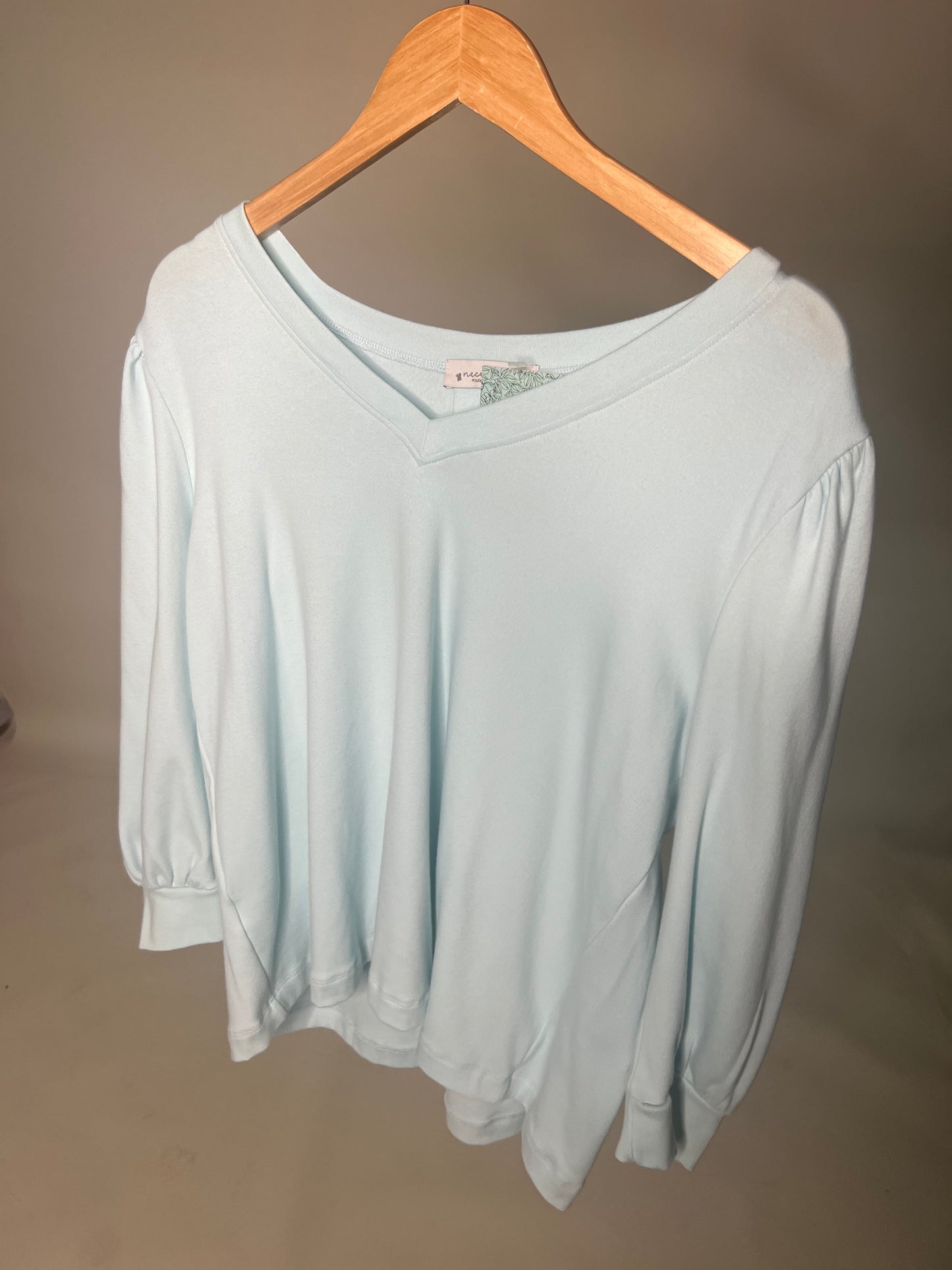 Puff Sleeve V-Neck Sweatshirt