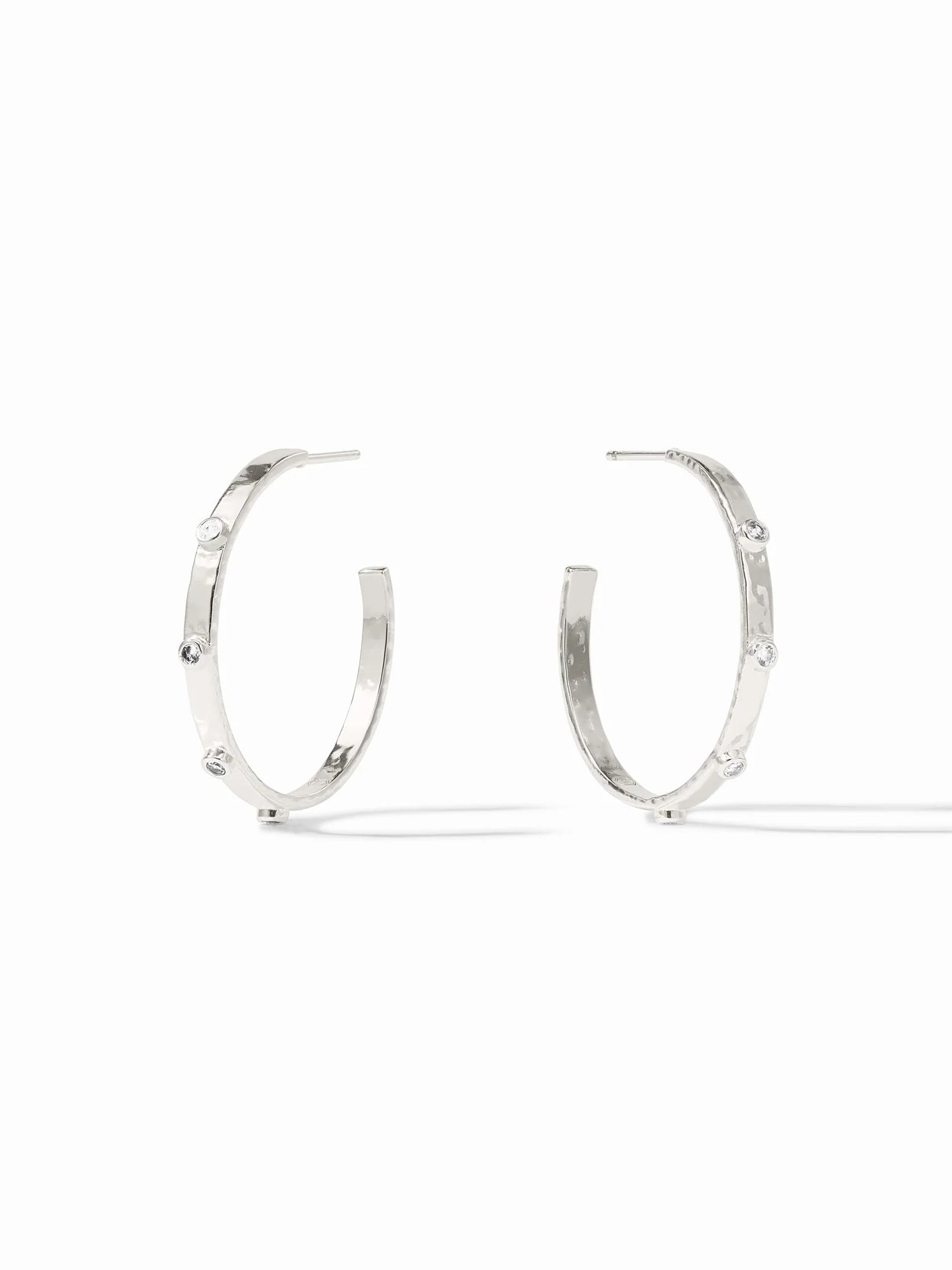 Julie Vos | Crescent Stone Hoop- Silver