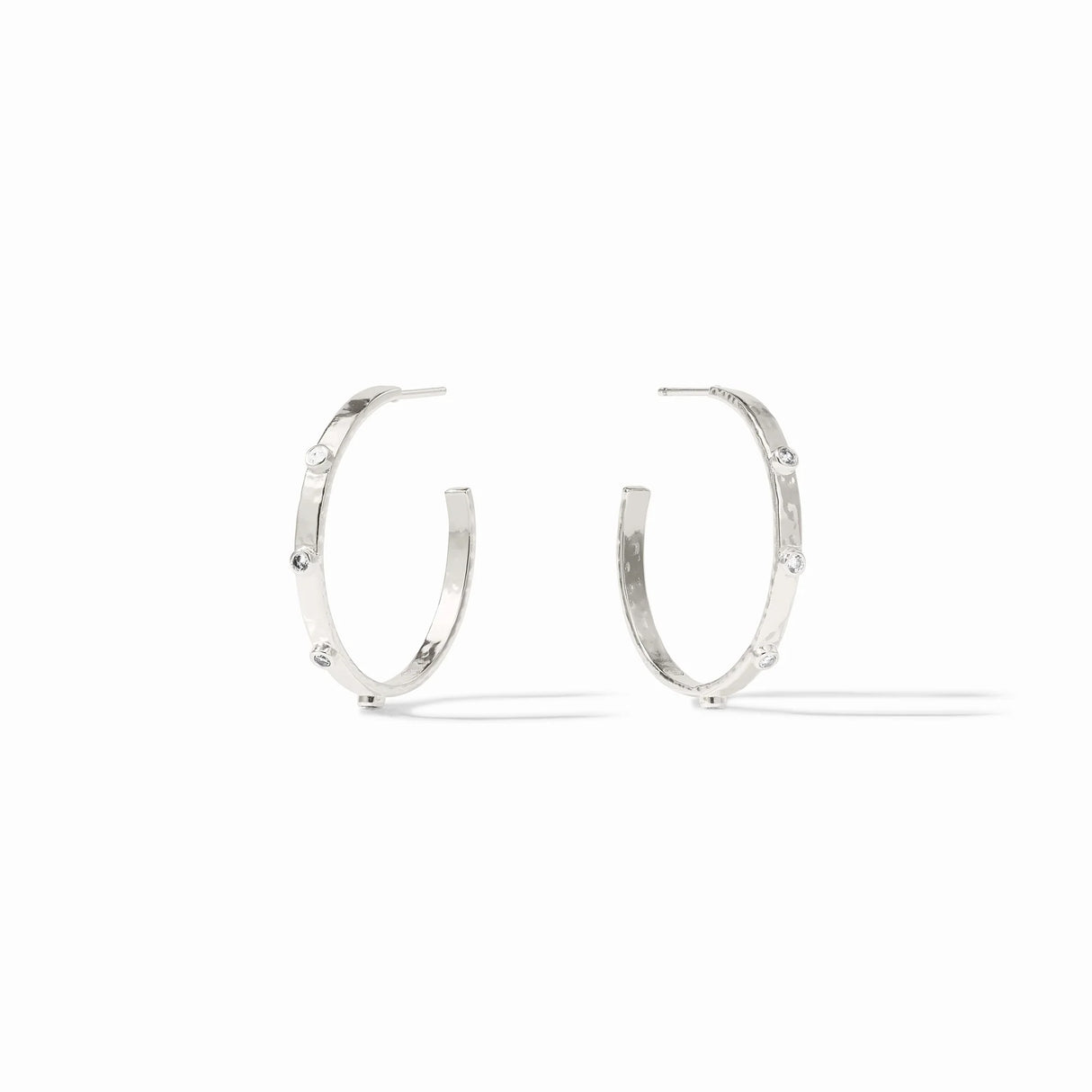 Julie Vos | Crescent Stone Hoop- Silver