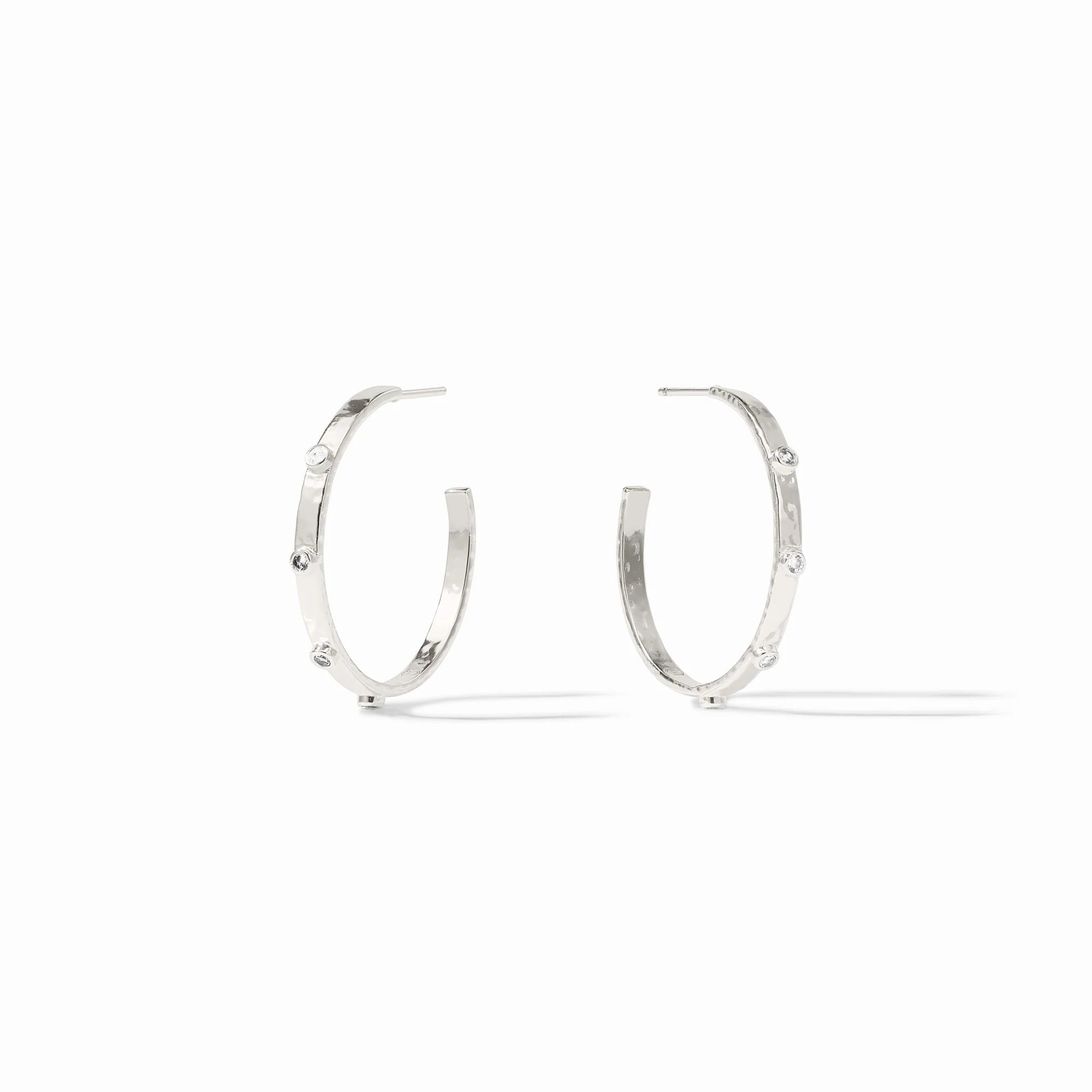 Julie Vos | Crescent Stone Hoop- Silver