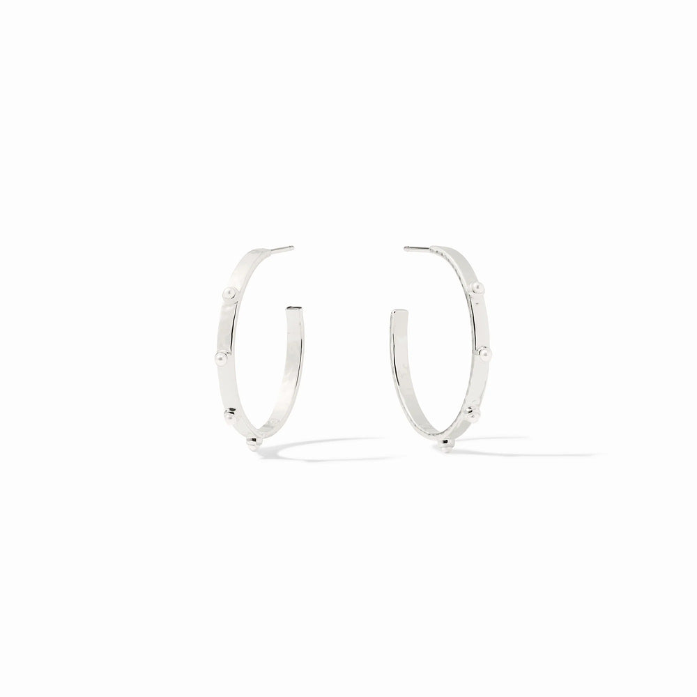 Julie Vos | Crescent Stone Hoop- Silver