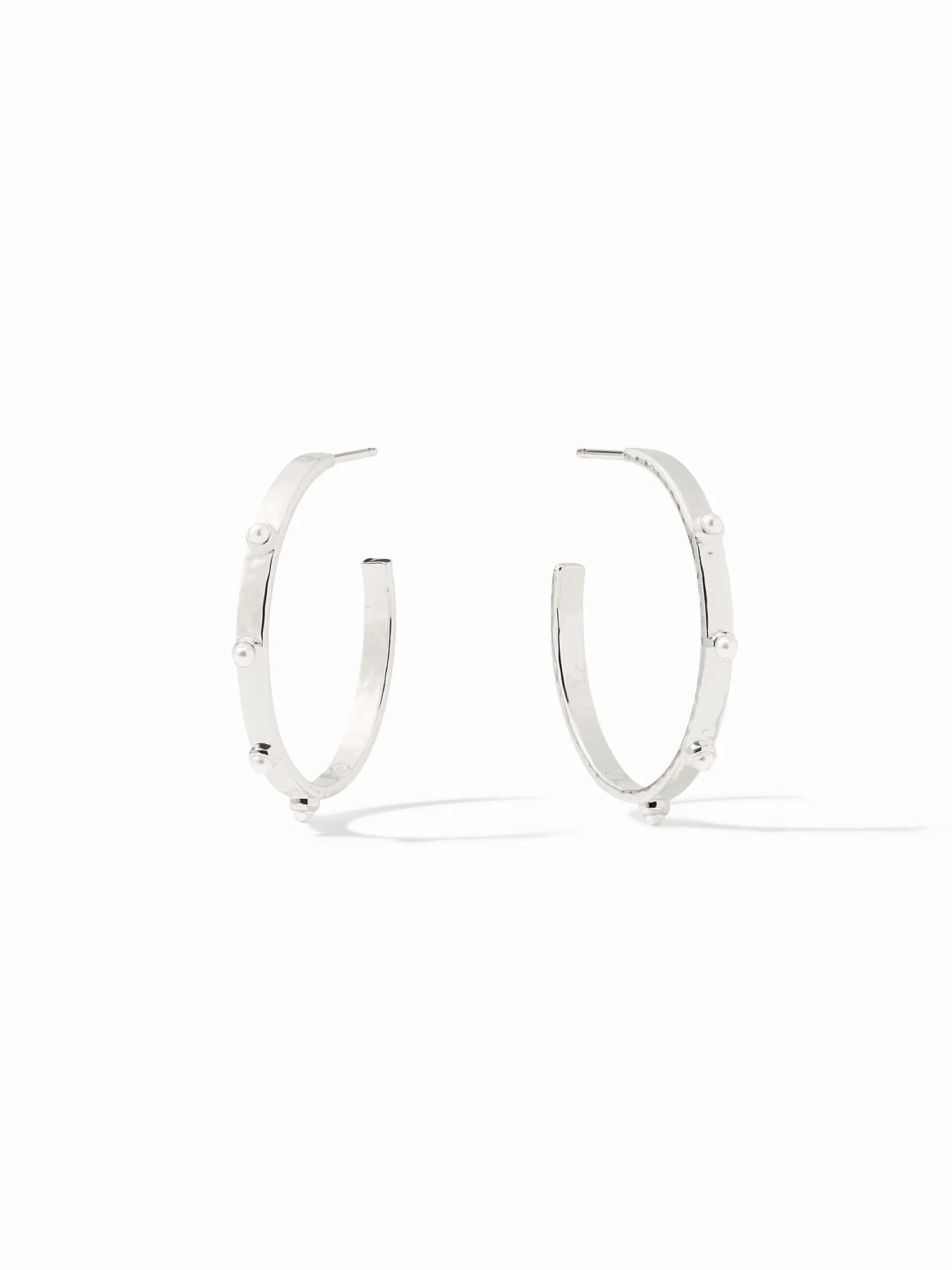 Julie Vos | Crescent Stone Hoop- Silver