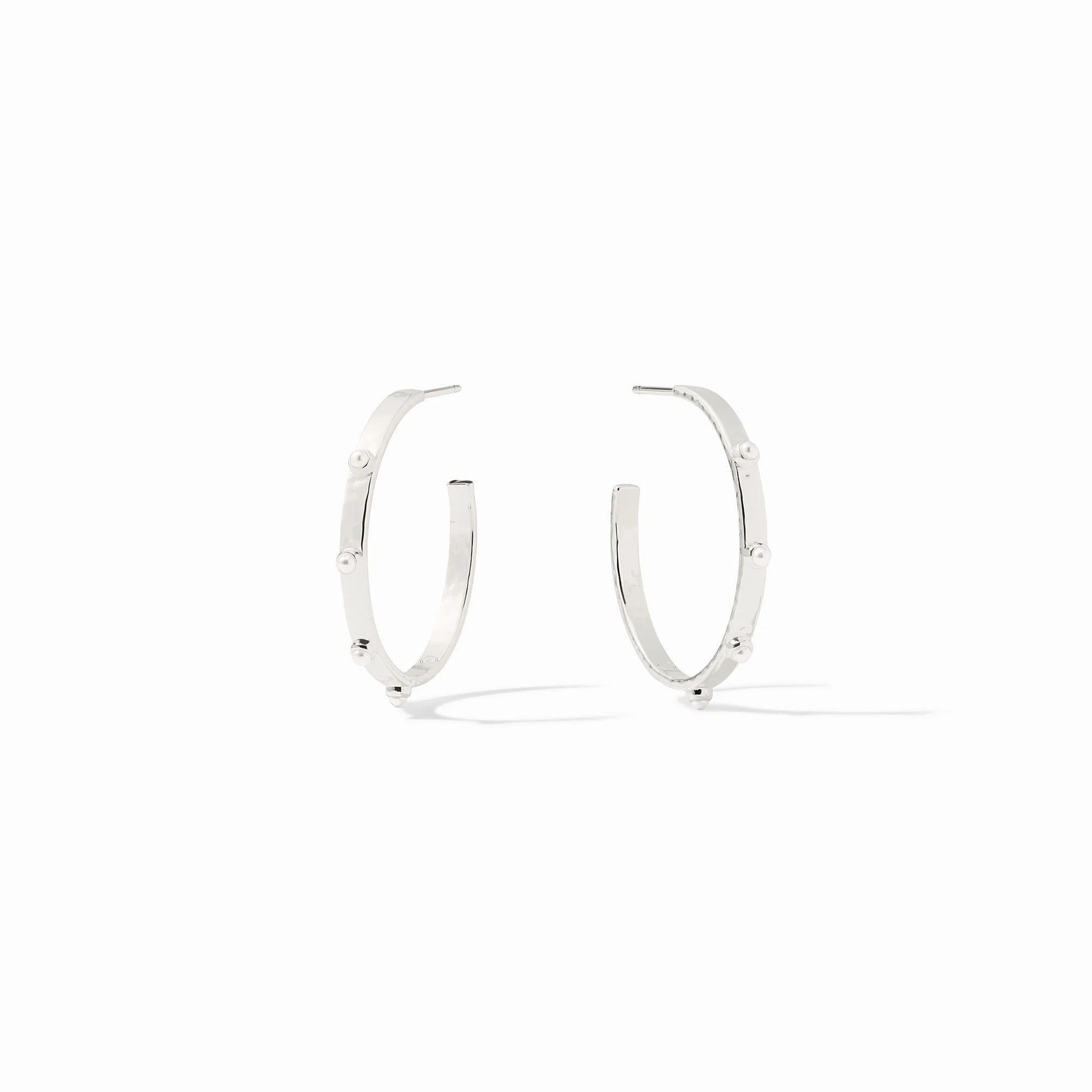 Julie Vos | Crescent Stone Hoop- Silver