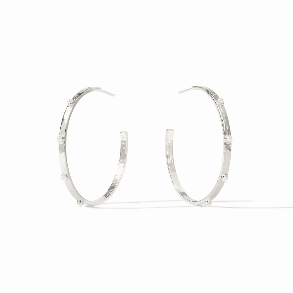 Julie Vos | Crescent Stone Hoop- Silver