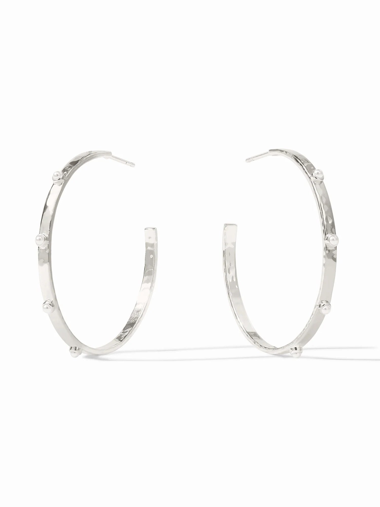 Julie Vos | Crescent Stone Hoop- Silver