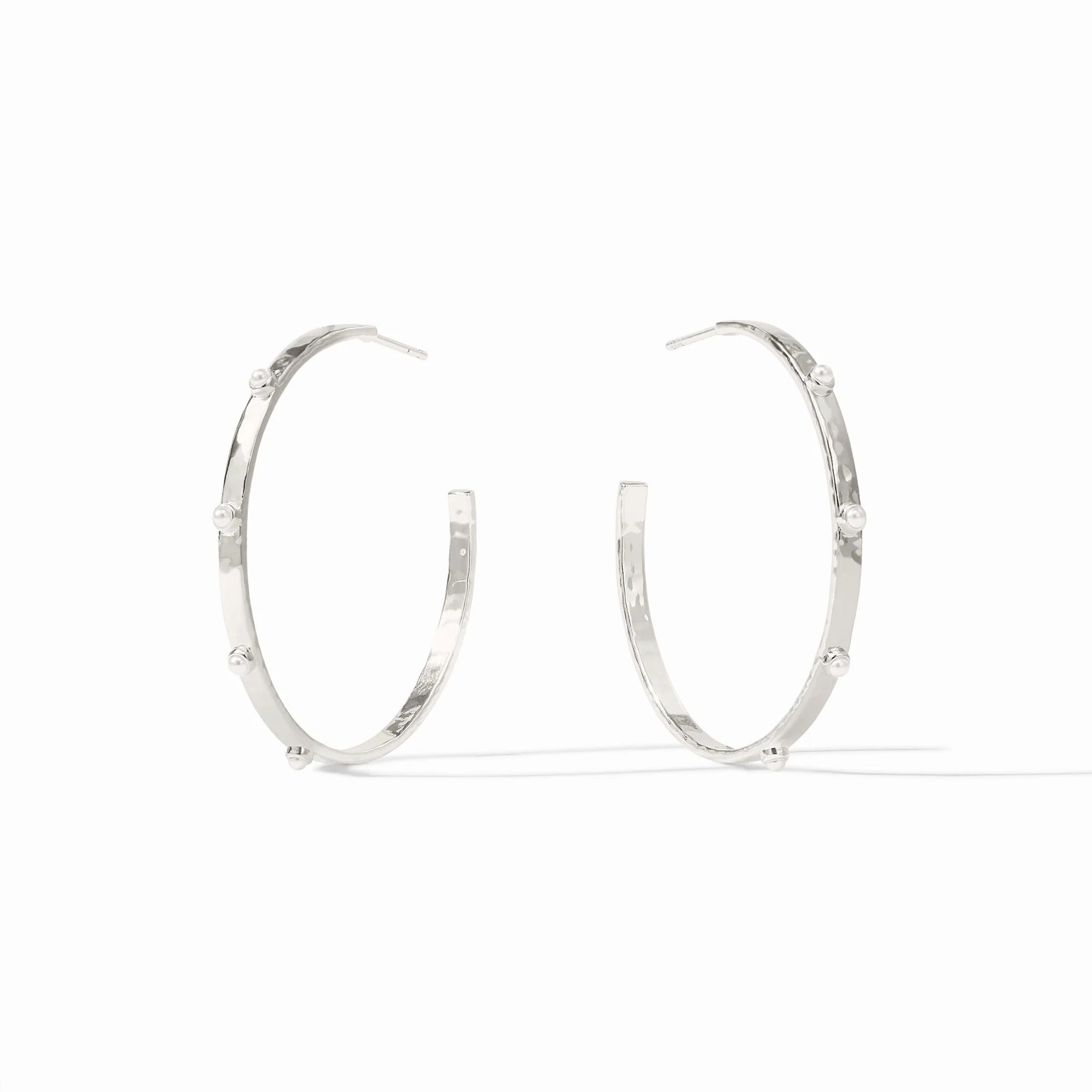 Julie Vos | Crescent Stone Hoop- Silver