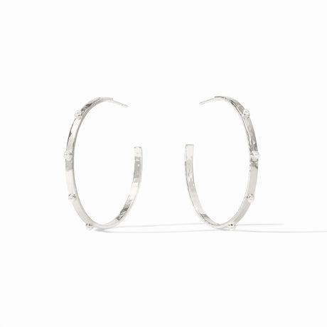 Julie Vos | Crescent Stone Hoop- Silver