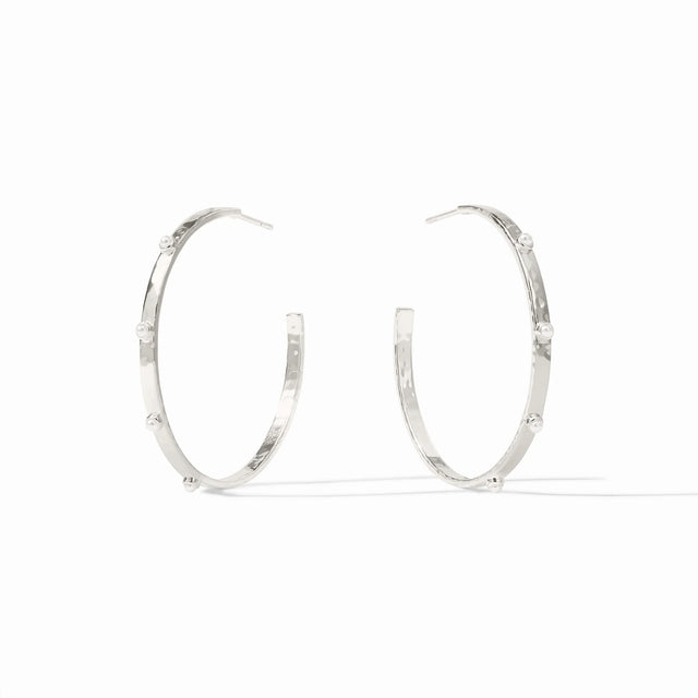 Julie Vos | Crescent Stone Hoop- Silver