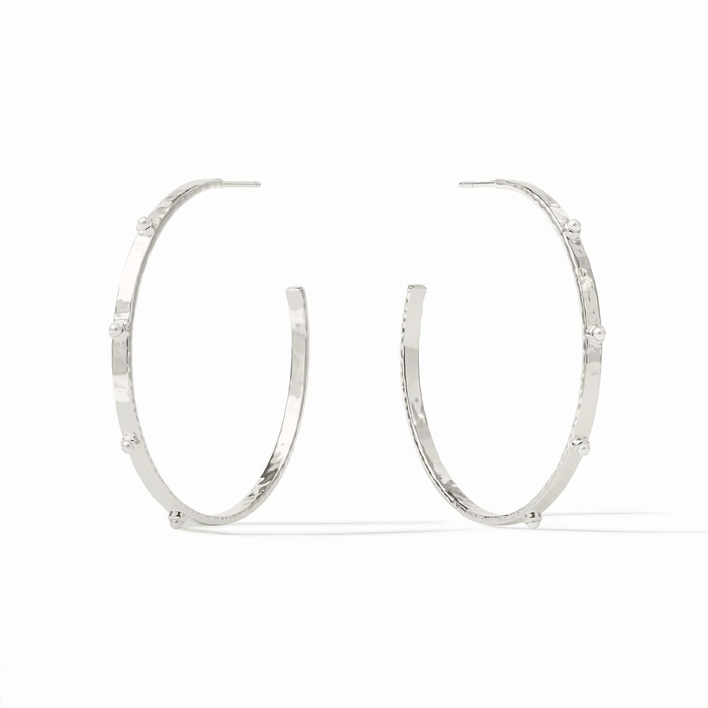 Julie Vos | Crescent Stone Hoop- Silver