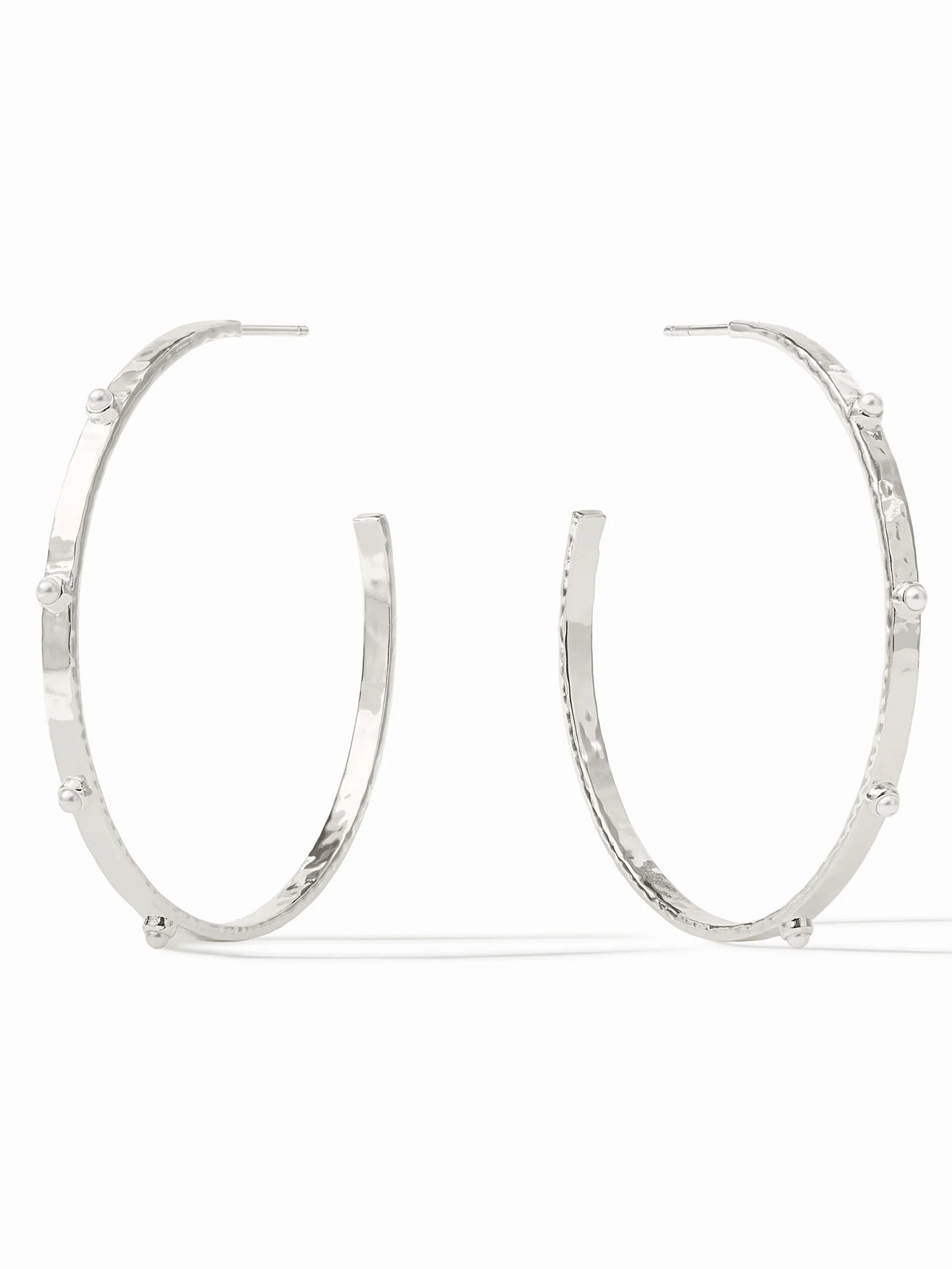 Julie Vos | Crescent Stone Hoop- Silver