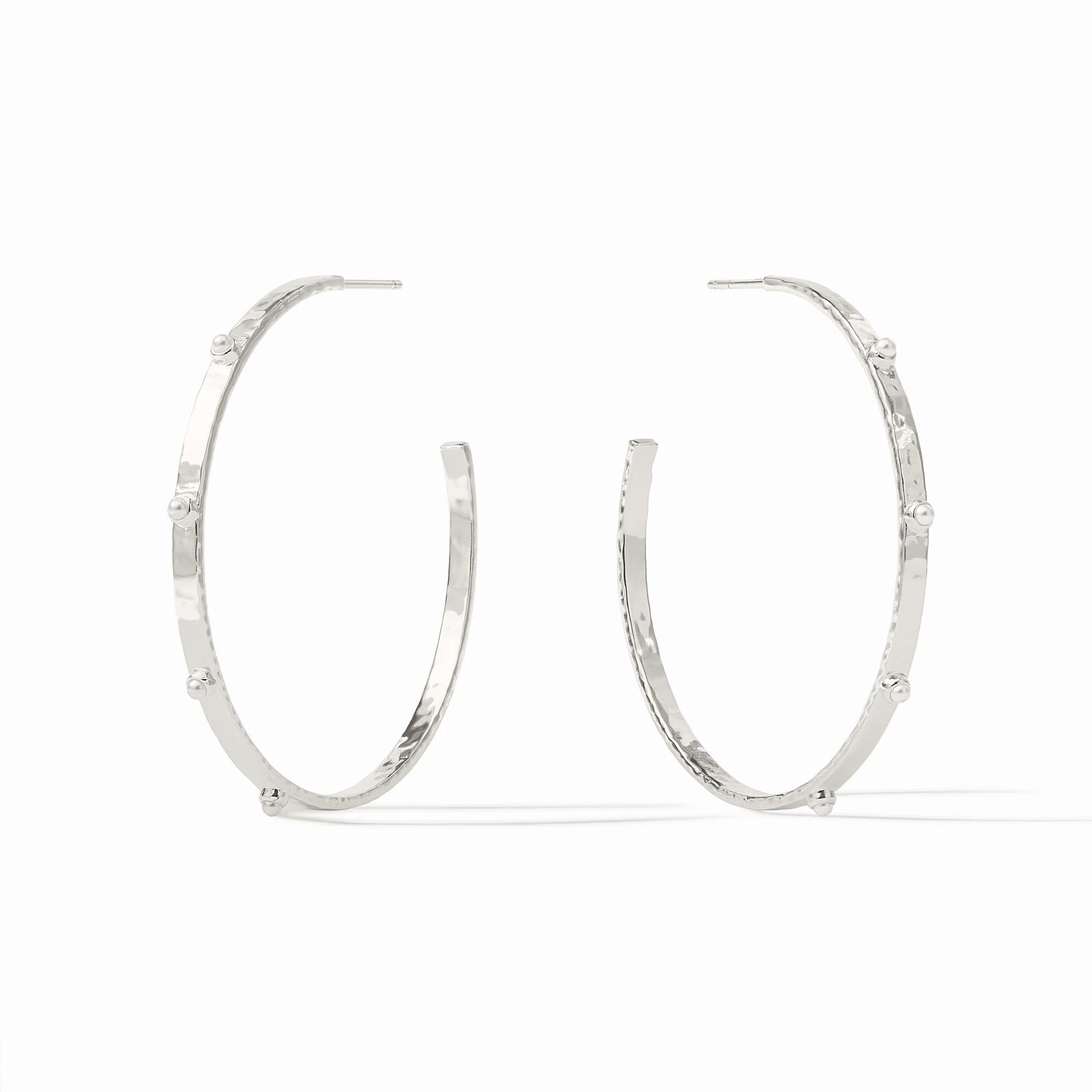 Julie Vos | Crescent Stone Hoop- Silver