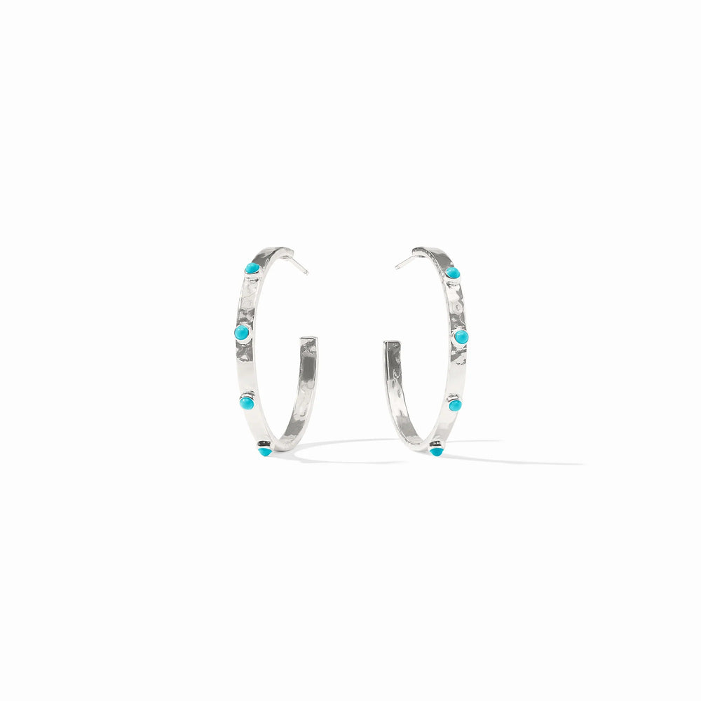 Julie Vos | Crescent Stone Hoop- Silver