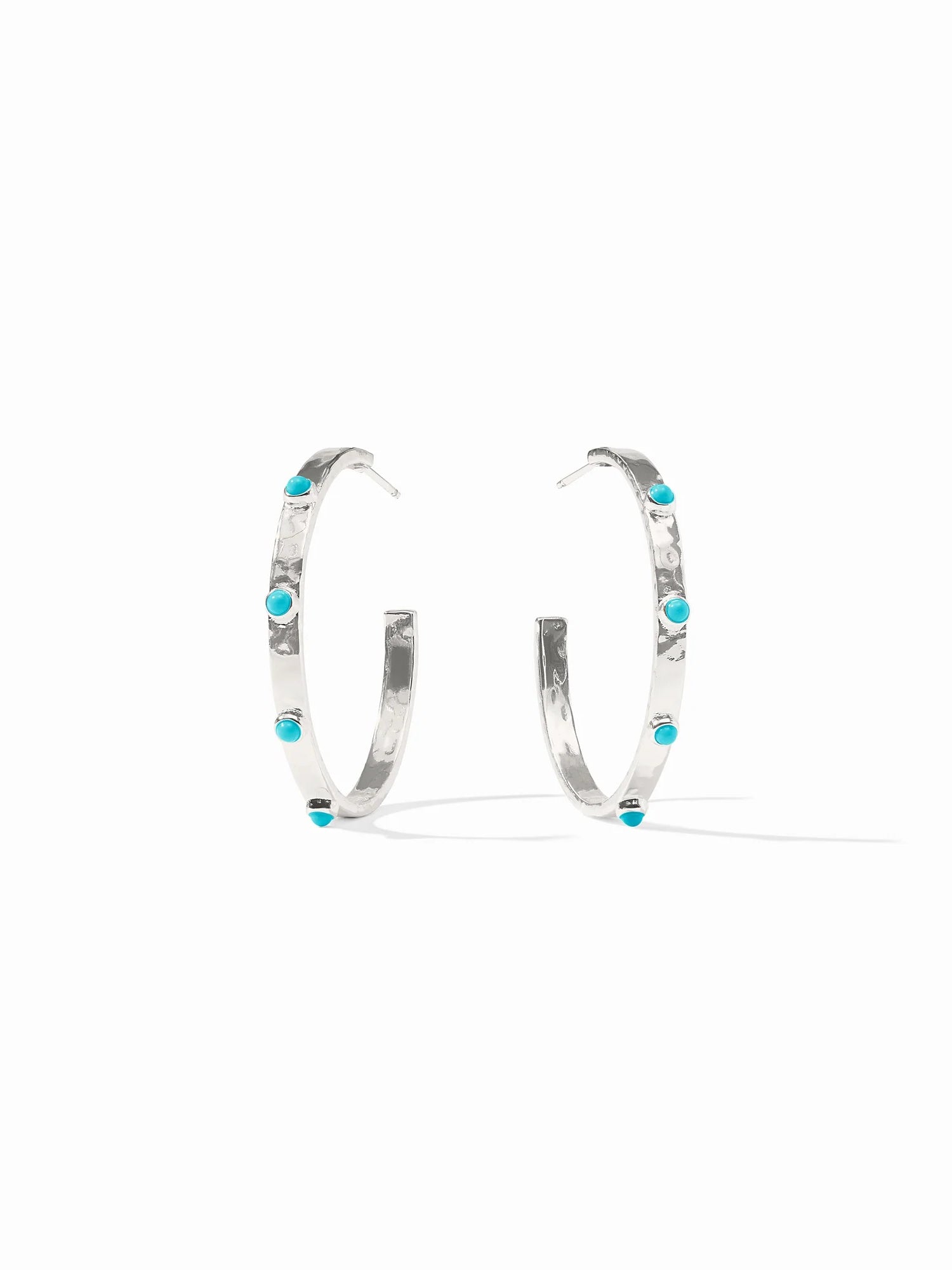 Julie Vos | Crescent Stone Hoop- Silver