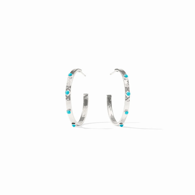 Julie Vos | Crescent Stone Hoop- Silver