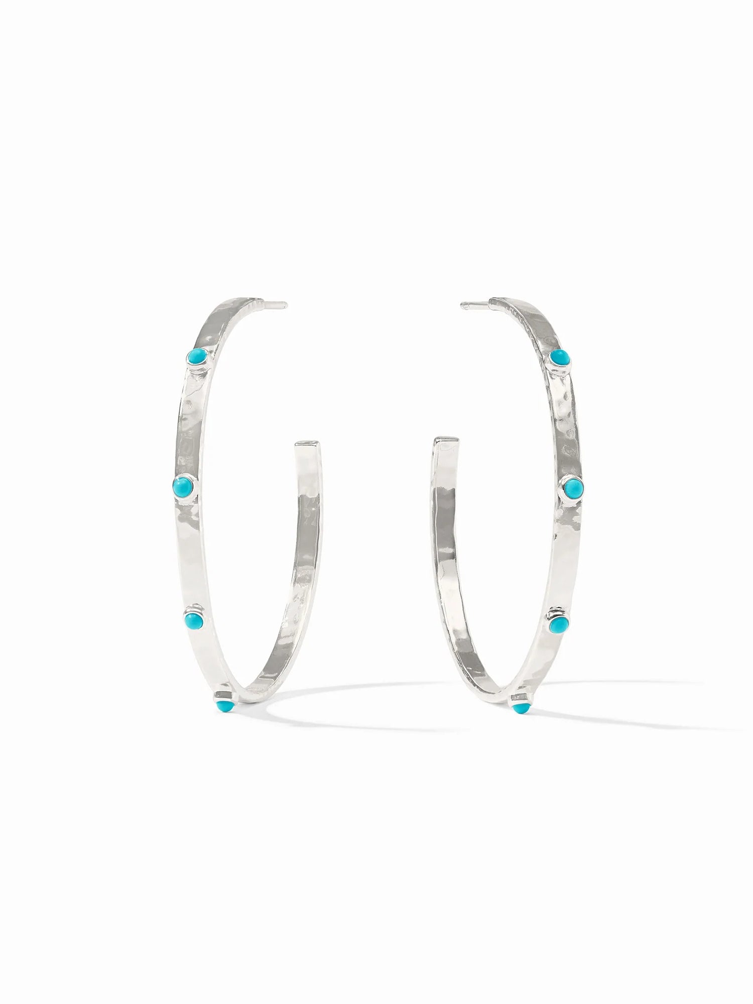 Julie Vos | Crescent Stone Hoop- Silver