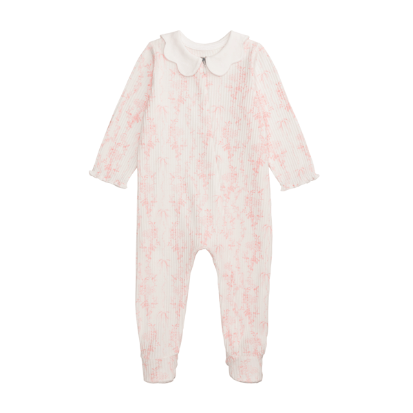 Mudpie | Pink and White Floral Scallop Sleeper