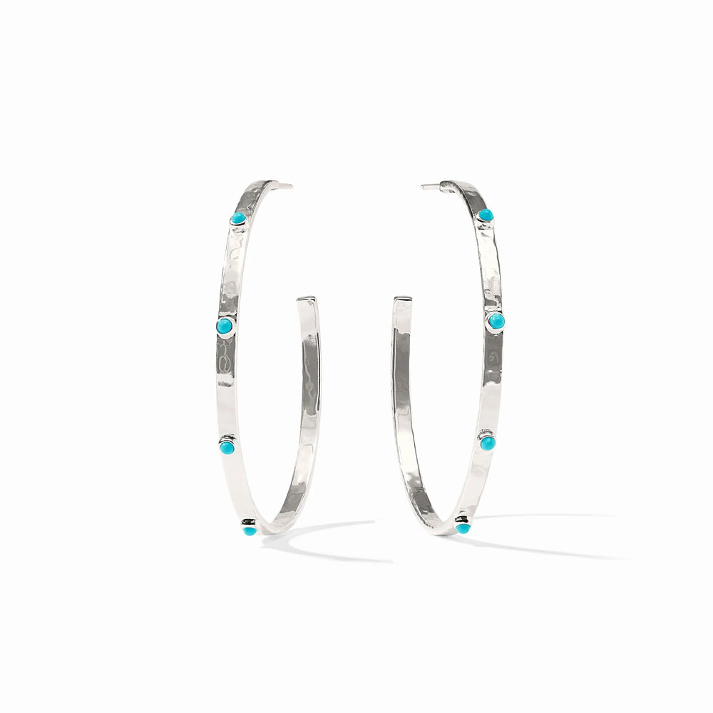 Julie Vos | Crescent Stone Hoop- Silver
