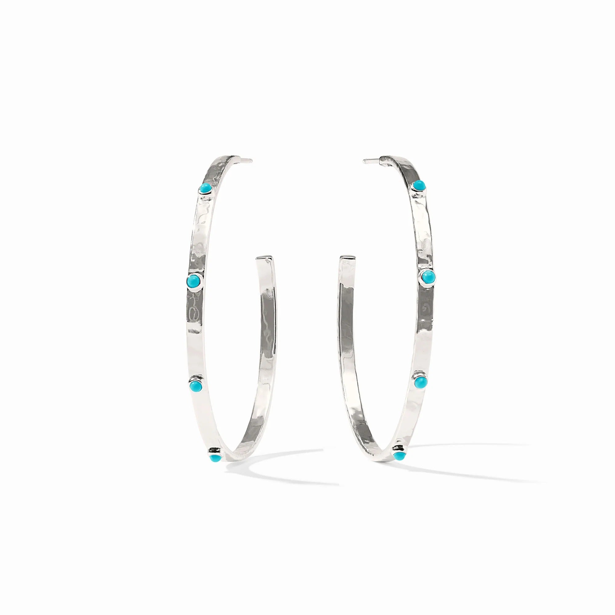 Julie Vos | Crescent Stone Hoop- Silver