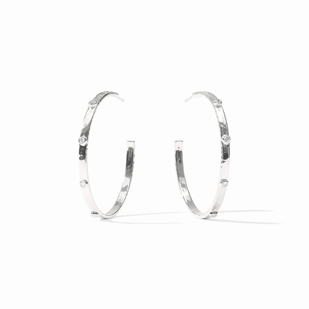Julie Vos | Crescent Stone Hoop- Silver