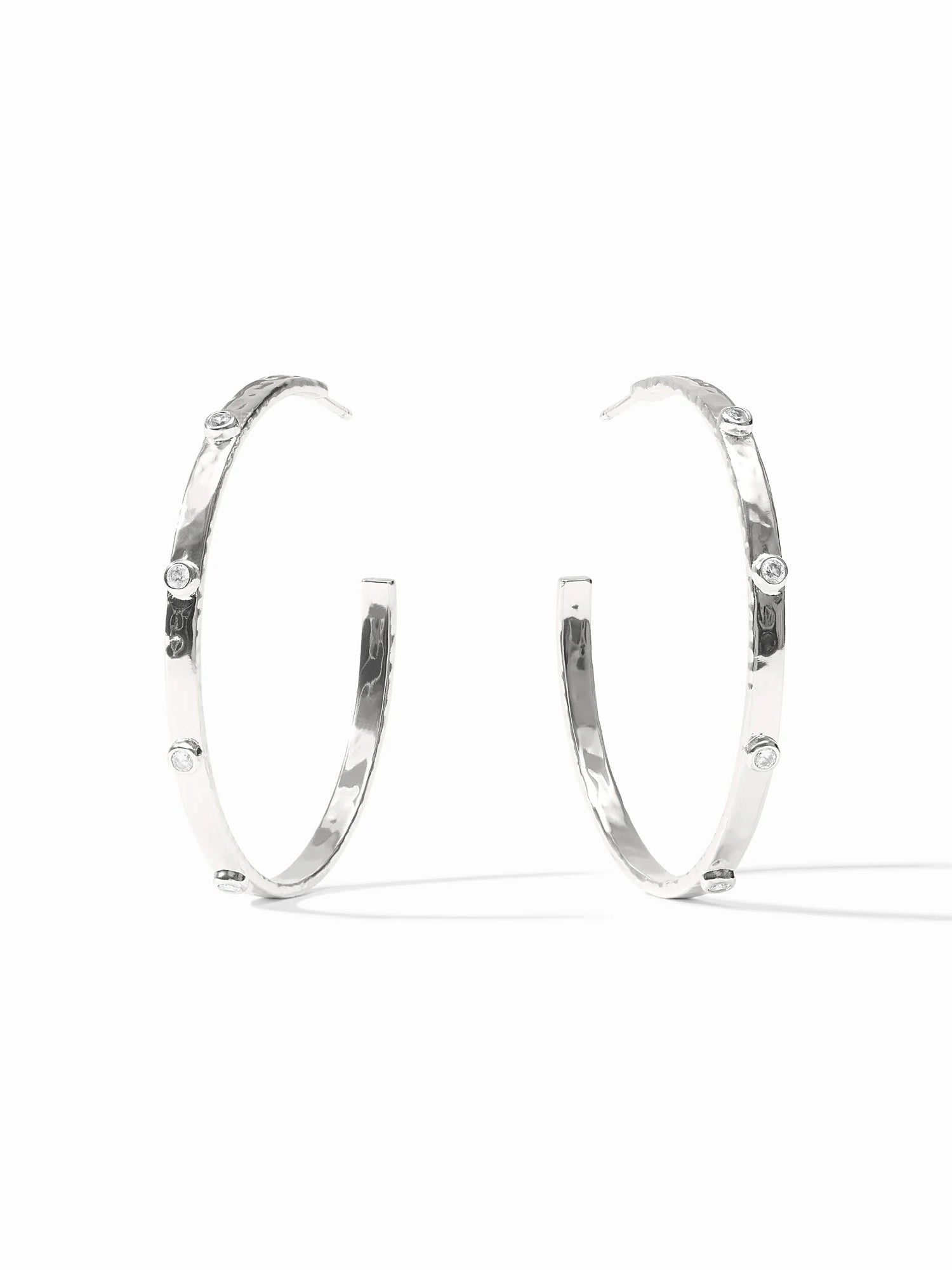 Julie Vos | Crescent Stone Hoop- Silver