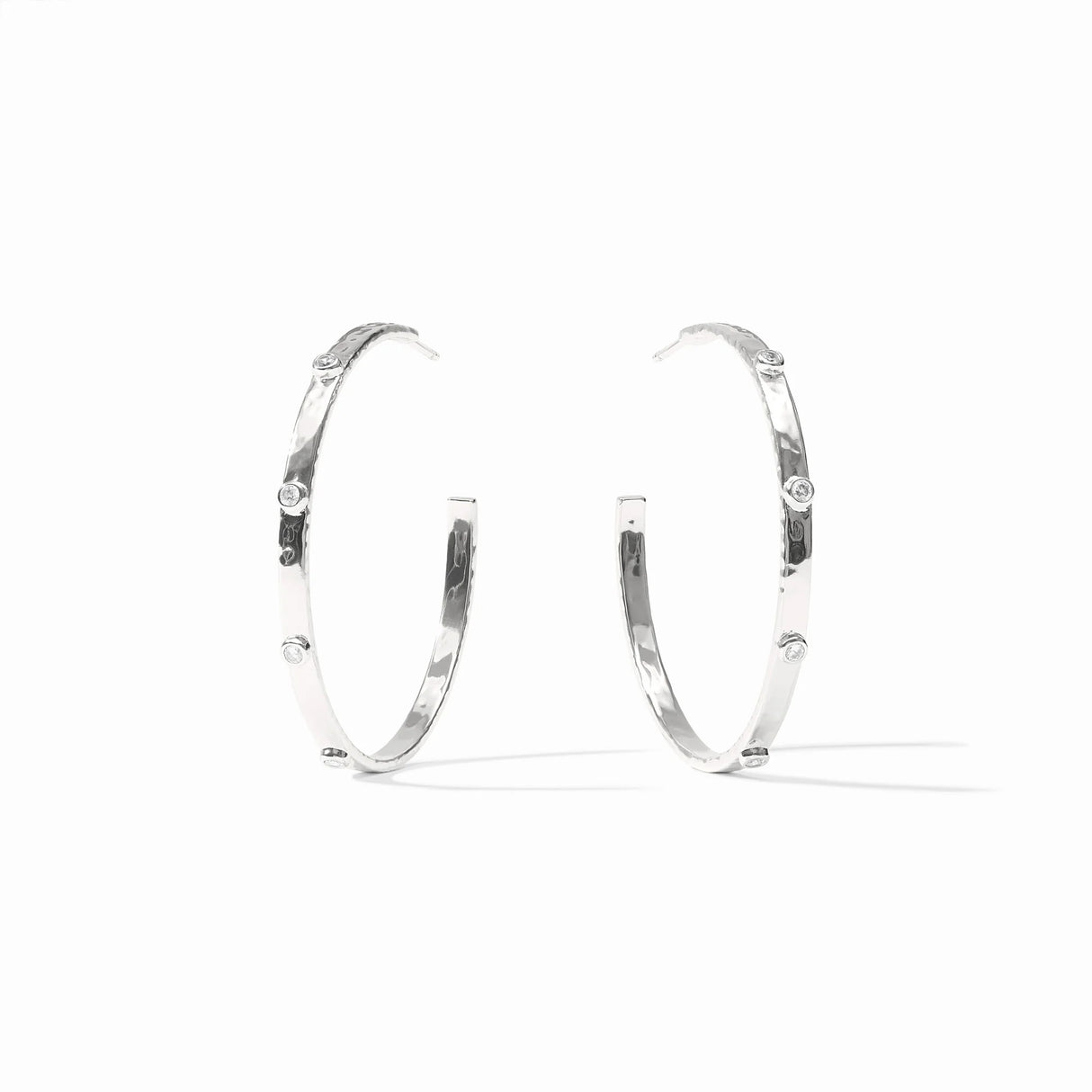Julie Vos | Crescent Stone Hoop- Silver