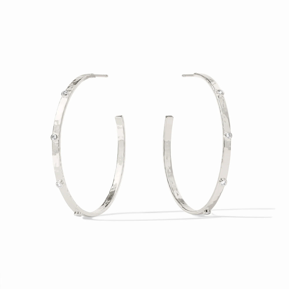 Julie Vos | Crescent Stone Hoop- Silver