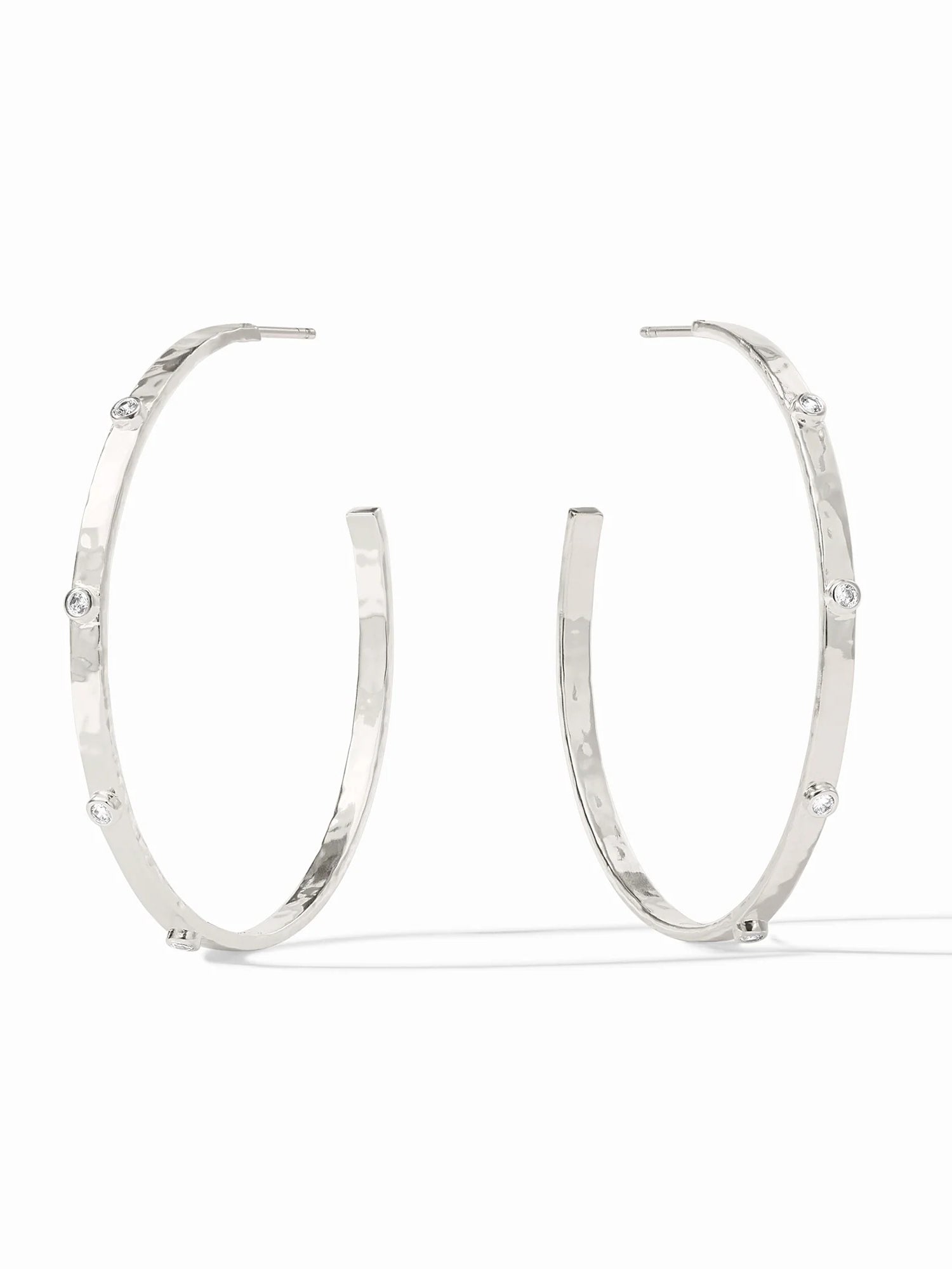 Julie Vos | Crescent Stone Hoop- Silver