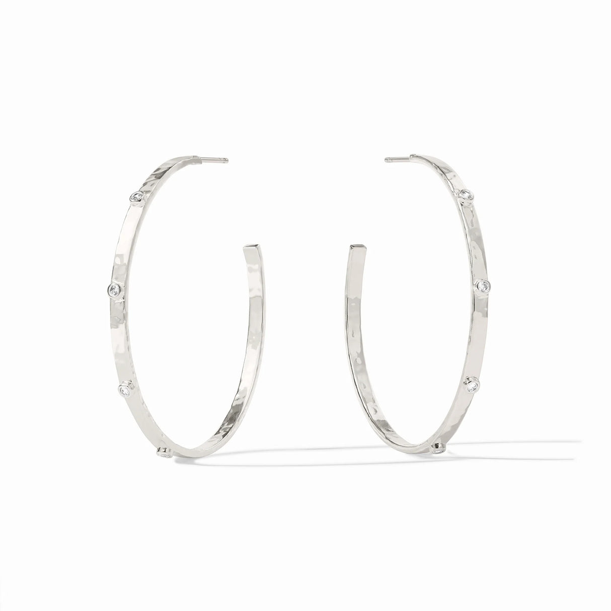 Julie Vos | Crescent Stone Hoop- Silver
