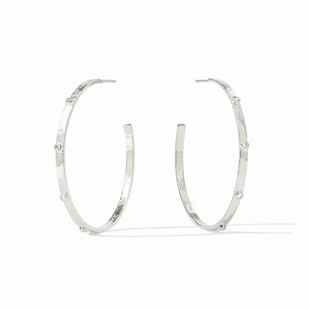Julie Vos | Crescent Stone Hoop- Silver