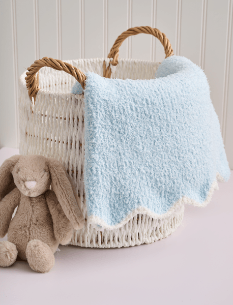 Mudpie | Blue Scallop Chenille Blanket