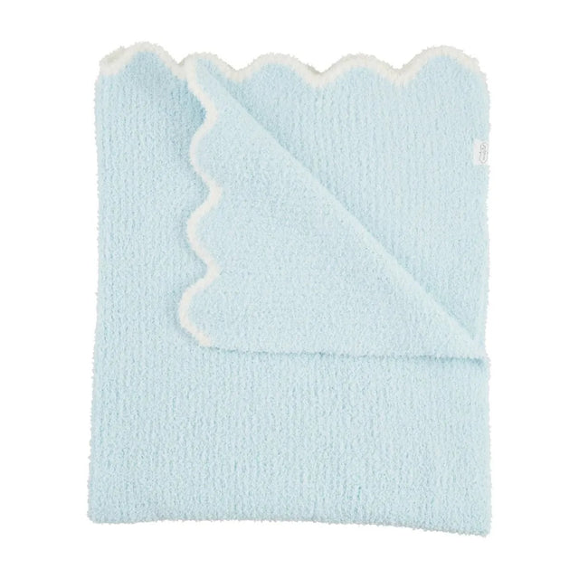 Mudpie | Blue Scallop Chenille Blanket