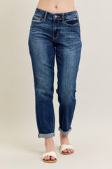 Judy Blue | Midrise Cuffed Boyfriend Jeans