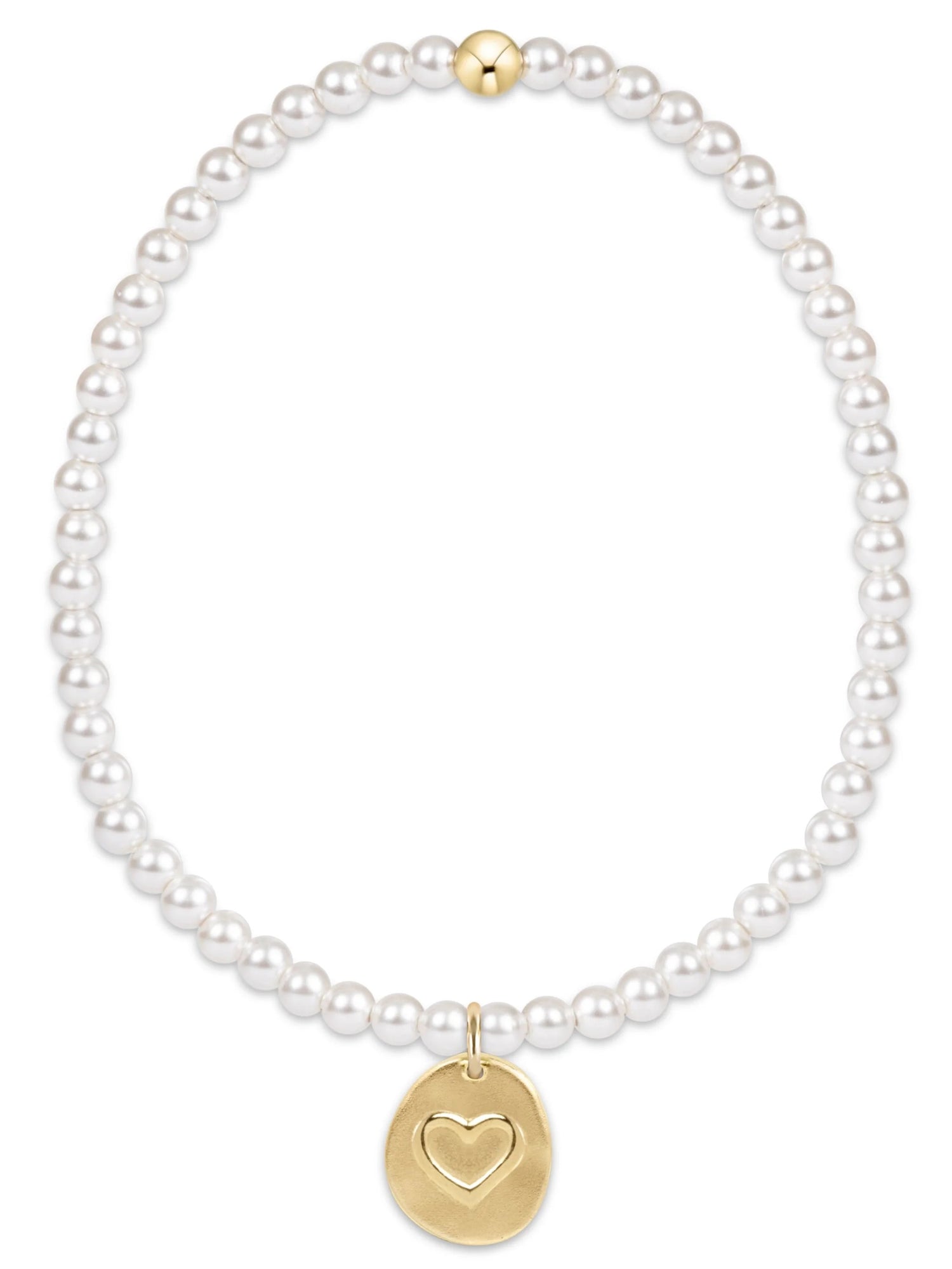 Enewton | Classic Pearl 3mm Bead Bracelet - Inspire Love Small Gold Charm