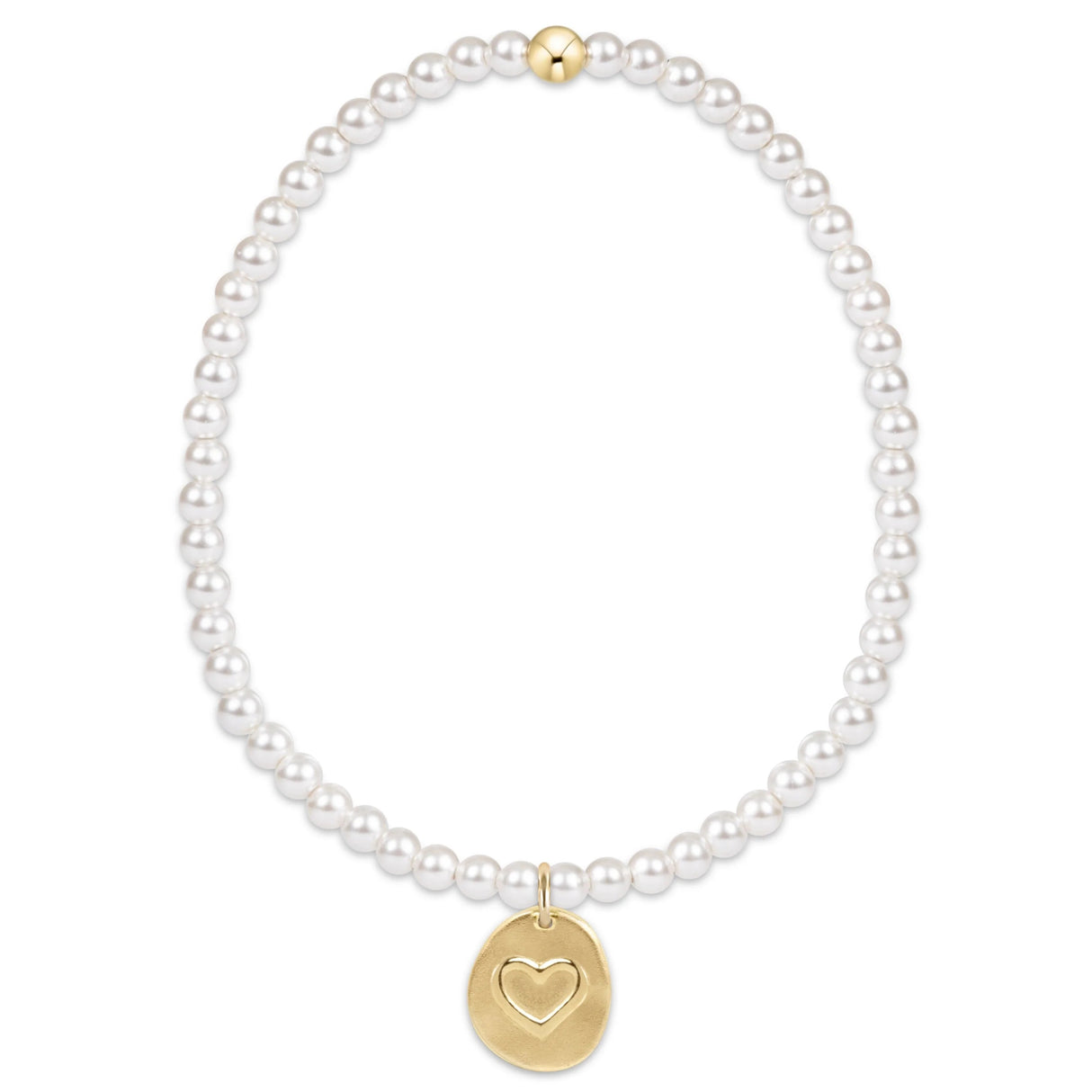 Enewton | Classic Pearl 3mm Bead Bracelet - Inspire Love Small Gold Charm