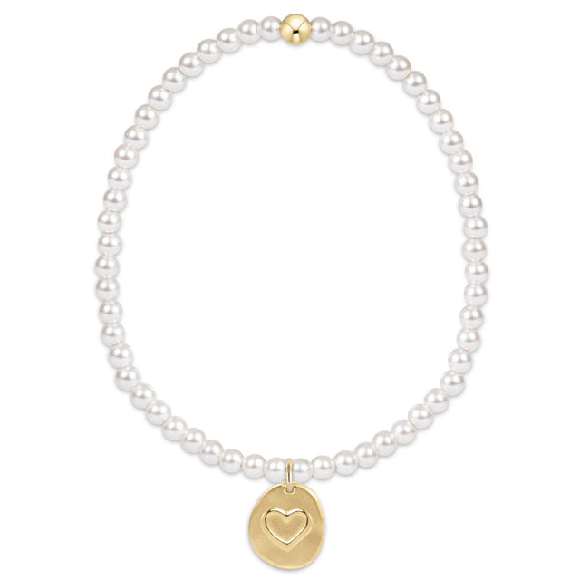 Enewton | Classic Pearl 3mm Bead Bracelet - Inspire Love Small Gold Charm