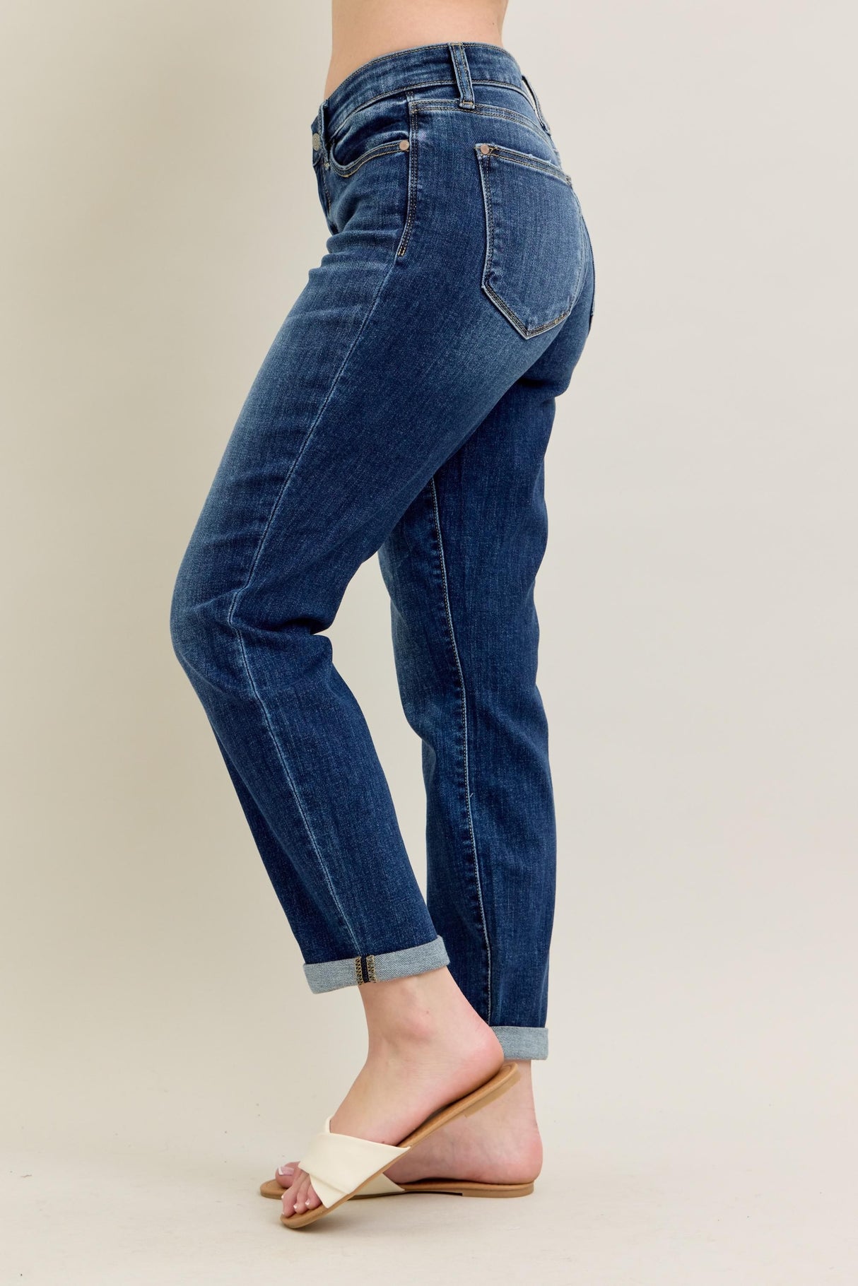 Judy Blue | Midrise Cuffed Boyfriend Jeans