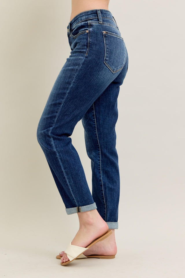 Judy Blue | Midrise Cuffed Boyfriend Jeans