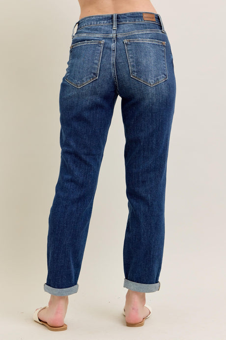 Judy Blue | Midrise Cuffed Boyfriend Jeans
