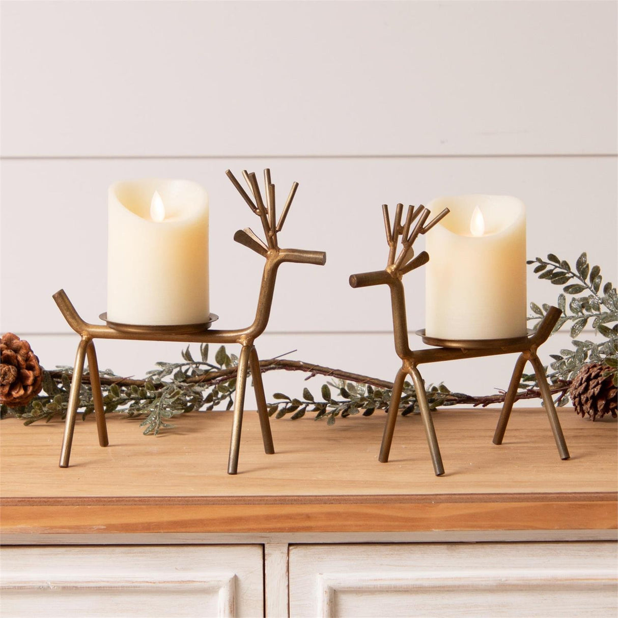 Gold Finish Deer Candle Holders