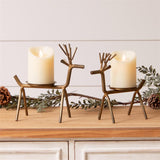 Gold Finish Deer Candle Holders